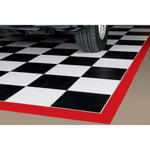 G-Floor Checkered Parking Pad-W75CT510CKBWBGC-Black Border-5' x 10'-Garage Giant 