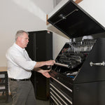 Montezuma 36" x 17" Steel Triangle Tool Box In Black-XL450B-Garage Giant 