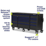 Montezuma 72" x 24" 16-Drawer Steel Tool Cabinet-BKM722416TC-Garage Giant 