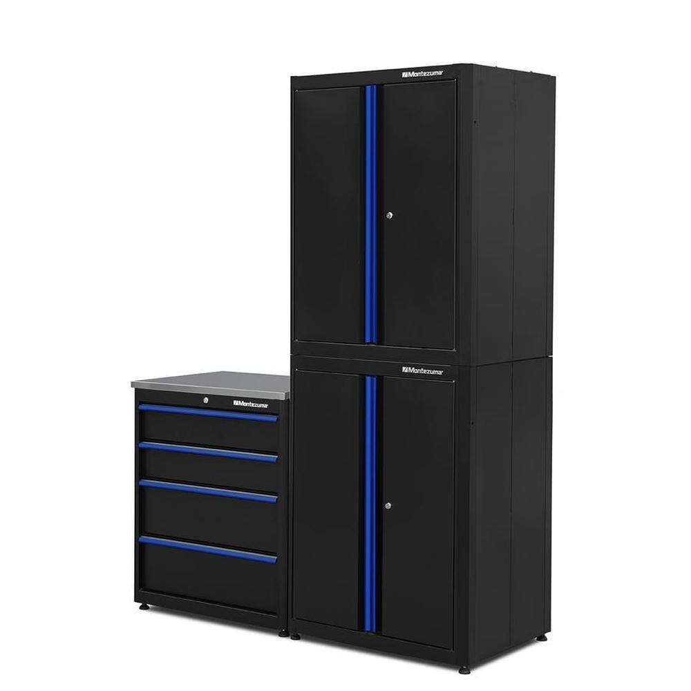 Montezuma Economy 3-Piece Garage Cabinet Combo – Set 1-BKMZECFG-Garage Giant