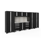 Newage Products Bold 3.0 Series 10-Piece Garage Cabinet Set-50412-Grey-Bamboo Worktop-None-Garage Giant 