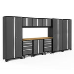 Newage Products Bold 3.0 Series 10-Piece Garage Cabinet Set-50412-Grey-Bamboo Worktop-None-Garage Giant 