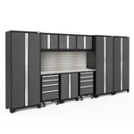 Newage Products Bold 3.0 Series 10-Piece Garage Cabinet Set-50412-Grey-Bamboo Worktop-None-Garage Giant 