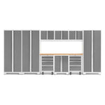 Newage Products Bold 3.0 Series 10-Piece Garage Cabinet Set-50412-Grey-Bamboo Worktop-None-Garage Giant 
