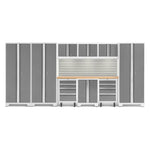 Newage Products Bold 3.0 Series 10-Piece Garage Cabinet Set-50412-Grey-Bamboo Worktop-None-Garage Giant 