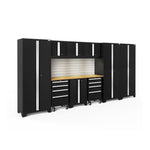 Newage Products Bold 3.0 Series 10-Piece Garage Cabinet Set-50412-Grey-Bamboo Worktop-None-Garage Giant 