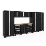 Newage Products Bold 3.0 Series 10-Piece Garage Cabinet Set-50412-Grey-Bamboo Worktop-None-Garage Giant 