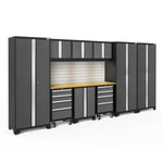 Newage Products Bold 3.0 Series 10-Piece Garage Cabinet Set-50412-Grey-Bamboo Worktop-None-Garage Giant 