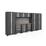 Newage Products Bold 3.0 Series 10-Piece Garage Cabinet Set-50412-Grey-Bamboo Worktop-None-Garage Giant 