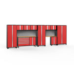 Newage Products Bold 3.0 Series 11-Piece Garage Cabinet Set With Project Center-50512-Grey-Bamboo Worktop-None-Garage Giant 