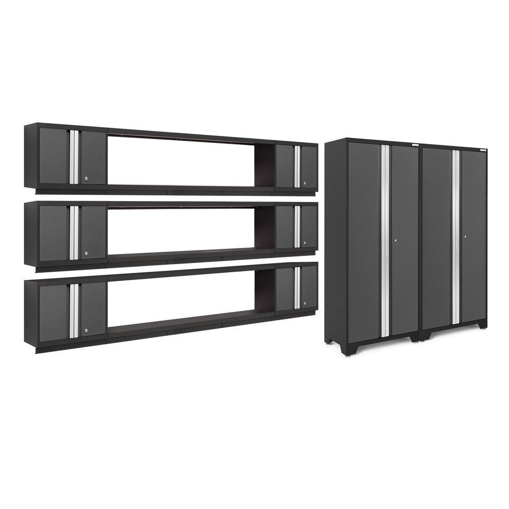 Newage Products Bold 3.0 Series 11-Piece Garage Cabinet Set With 3X Integrated Display Shelves-50685-Grey-Garage Giant
