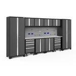Newage Products Bold 3.0 Series 12-Piece Garage Cabinet Set With 2X Rolling Tool Cabinets-50410-Grey-Bamboo Worktop-None-Garage Giant 