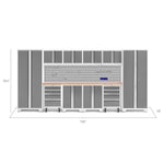 Newage Products Bold 3.0 Series 12-Piece Garage Cabinet Set With 2X Rolling Tool Cabinets-50410-Grey-Bamboo Worktop-None-Garage Giant 