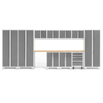 Newage Products Bold 3.0 Series 12-Piece Garage Cabinet Set With 3X Multi-Use Lockers-50415-Grey-Bamboo Worktop-None-Garage Giant 