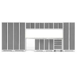 Newage Products Bold 3.0 Series 12-Piece Garage Cabinet Set With 3X Multi-Use Lockers-50415-Grey-Bamboo Worktop-None-Garage Giant 
