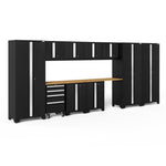 Newage Products Bold 3.0 Series 12-Piece Garage Cabinet Set With 3X Multi-Use Lockers-50415-Grey-Bamboo Worktop-None-Garage Giant 