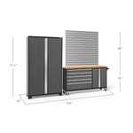 Newage Products Bold 3.0 Series 2-Piece Garage Cabinet Set With Project Center-50500-Grey-Bamboo Worktop-None-Garage Giant 