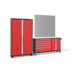 Newage Products Bold 3.0 Series 2-Piece Garage Cabinet Set With Project Center-50500-Grey-Bamboo Worktop-None-Garage Giant 