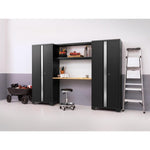 Newage Products Bold 3.0 Series 3-Piece Wall Cabinet Set With Integrated Display Shelf-50653-Grey-48"-None-Garage Giant 