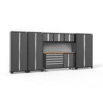 Newage Products Bold 3.0 Series 7-Piece Garage Cabinet Set With Project Center-50506-Grey-Bamboo Worktop-None-Garage Giant 