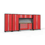 Newage Products Bold 3.0 Series 7-Piece Garage Cabinet Set With Project Center-50506-Grey-Bamboo Worktop-None-Garage Giant 