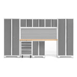 Newage Products Bold 3.0 Series 8-Piece Garage Cabinet Set-50405-Grey-Bamboo Worktop-None-Garage Giant 