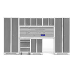 Newage Products Bold 3.0 Series 8-Piece Garage Cabinet Set-50405-Grey-Bamboo Worktop-None-Garage Giant 