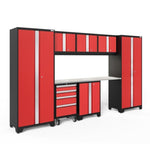 Newage Products Bold 3.0 Series 8-Piece Garage Cabinet Set-50405-Grey-Bamboo Worktop-None-Garage Giant 