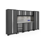 Newage Products Bold 3.0 Series 9-Piece Garage Cabinet Set-50408-Grey-Bamboo Worktop-None-Garage Giant 