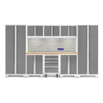 Newage Products Bold 3.0 Series 9-Piece Garage Cabinet Set-50408-Grey-Bamboo Worktop-None-Garage Giant 