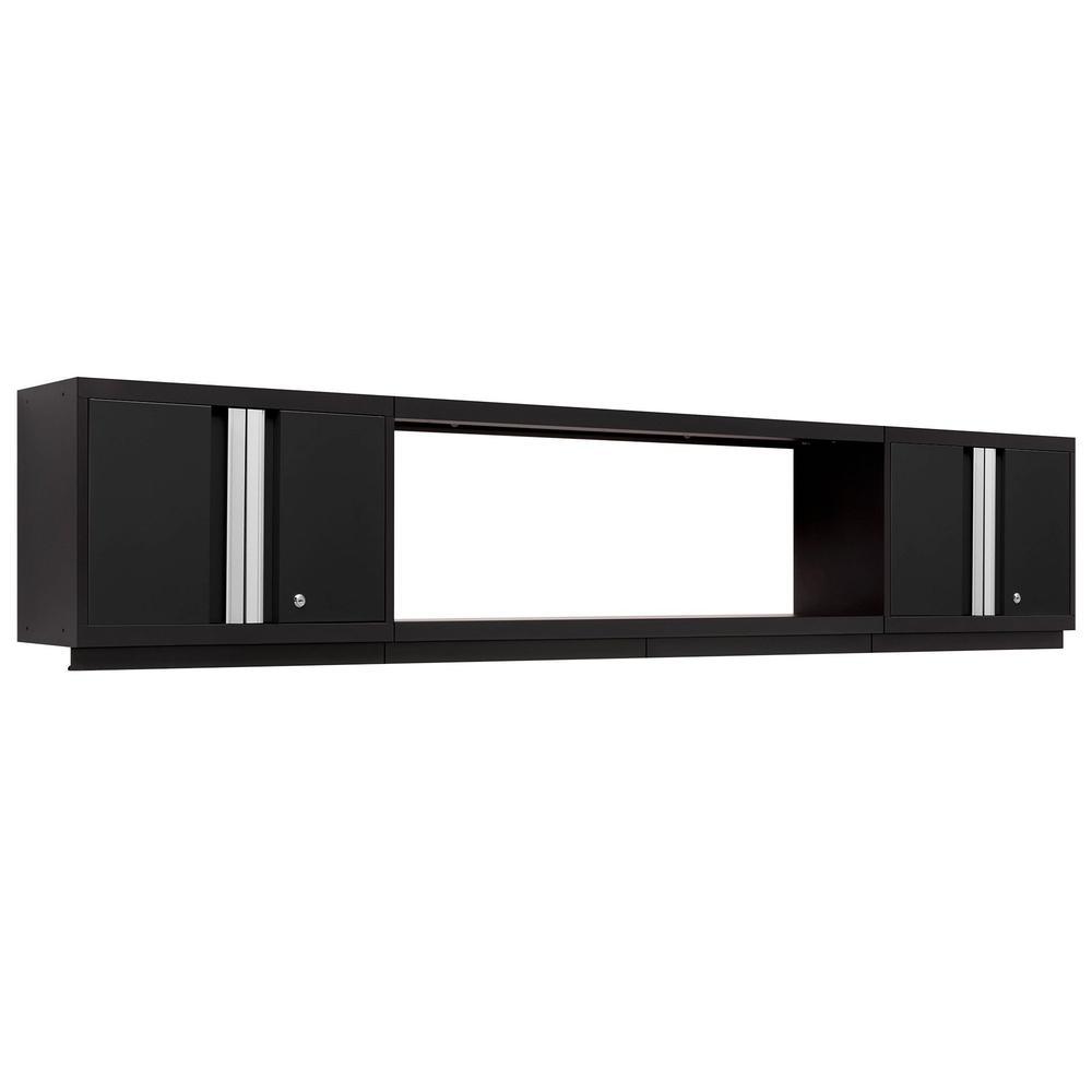 Newage Products Bold 3.0 Series 3-Piece Wall Cabinet Set With Integrated Display Shelf-63273-Black-48