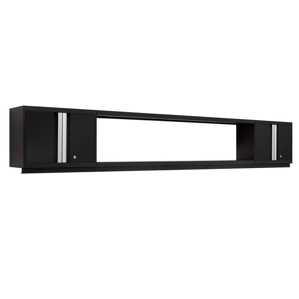 Newage Products Bold 3.0 Series 3-Piece Wall Cabinet Set With Integrated Display Shelf-63274-Black-72