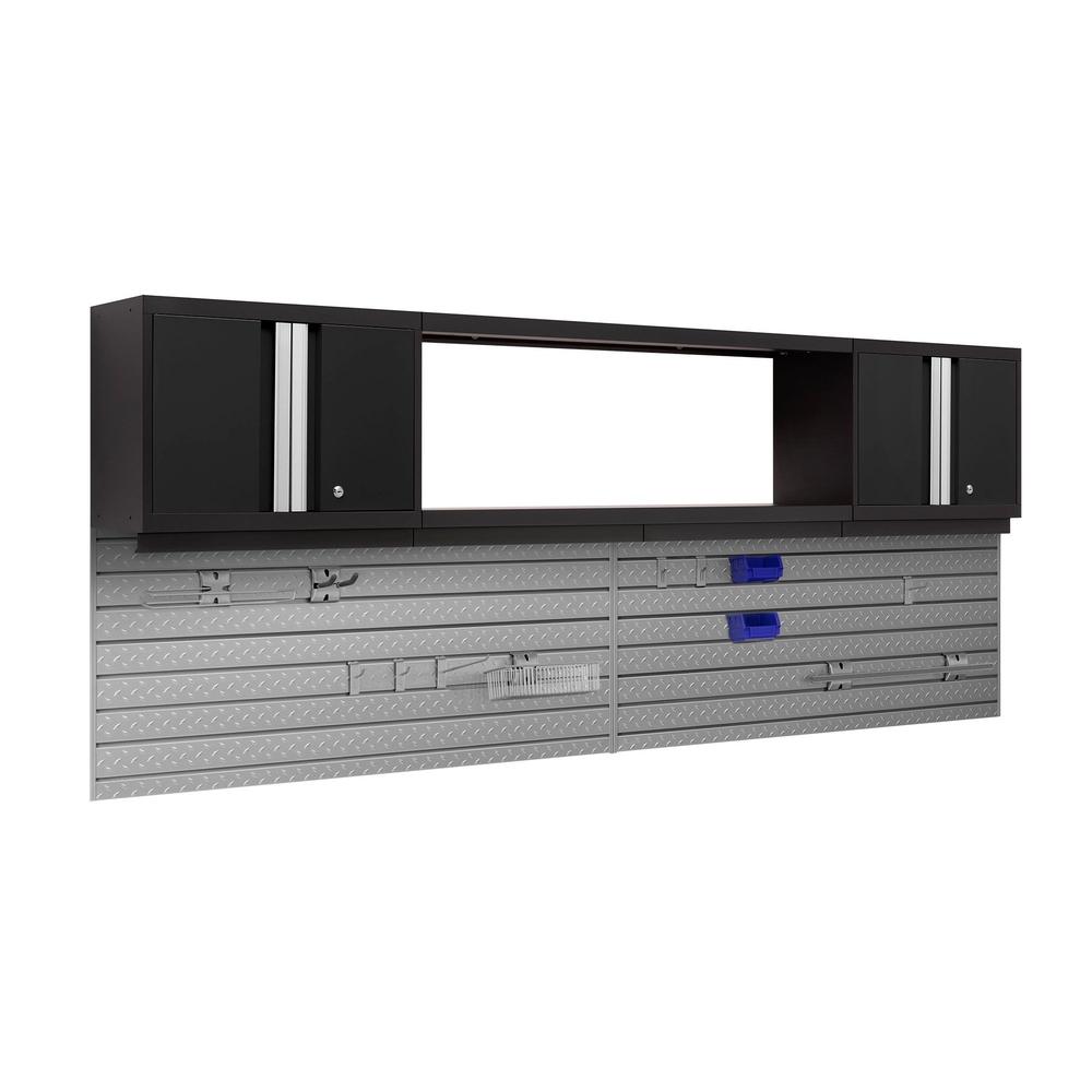 Newage Products Bold 3.0 Series 3-Piece Wall Cabinet Set With Integrated Display Shelf-63275-Black-48