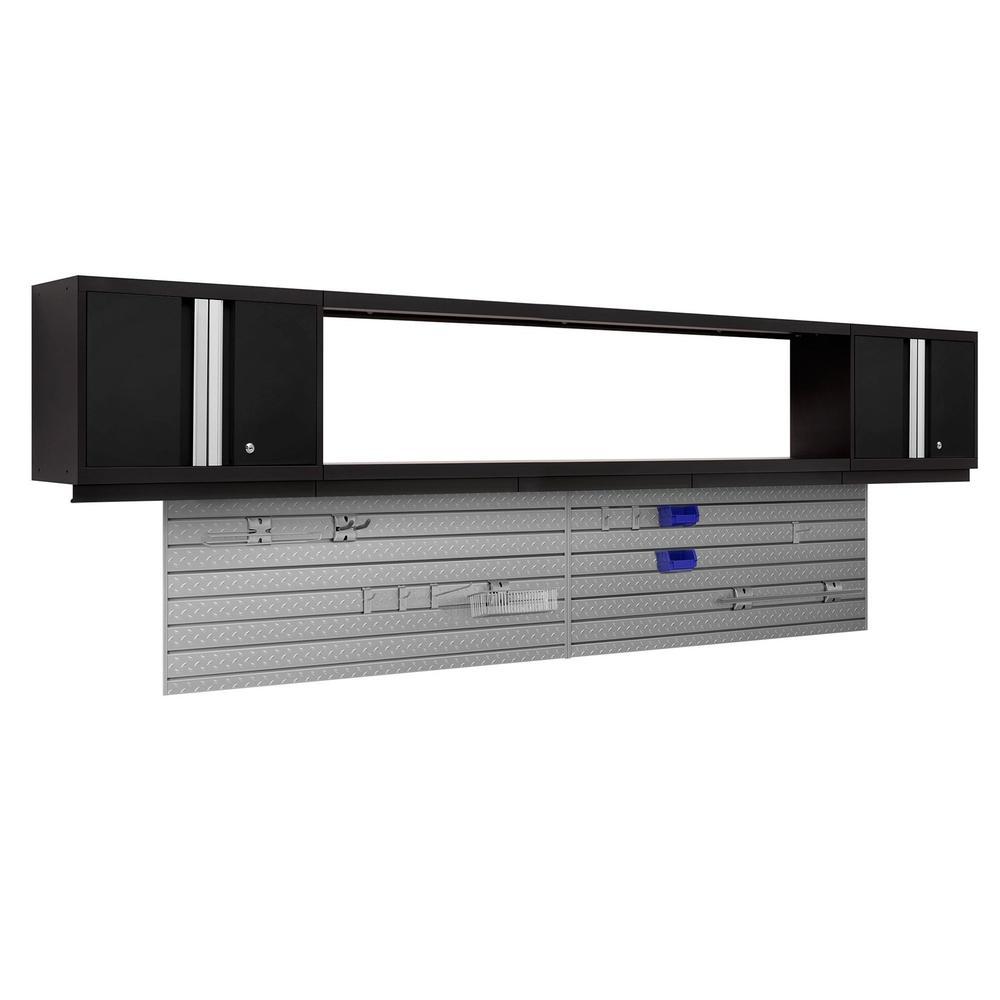 Newage Products Bold 3.0 Series 3-Piece Wall Cabinet Set With Integrated Display Shelf-63276-Black-72