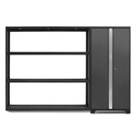 Newage Products Bold 3.0 Series Grey 2-Piece Garage Cabinet Set With Black 72" Wall Rack-53828-Garage Giant 