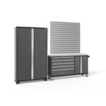 Newage Products Bold 3.0 Series 2-Piece Garage Cabinet Set With Project Center-50500-Grey-Bamboo Worktop-None-Garage Giant 