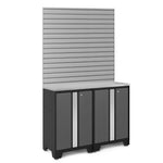 Newage Products Bold 3.0 Series 3-Piece Garage Cabinet Set With Slatwall-50667-Stainless Steel Worktop-16 sq. ft. Steel Slatwall-Garage Giant 