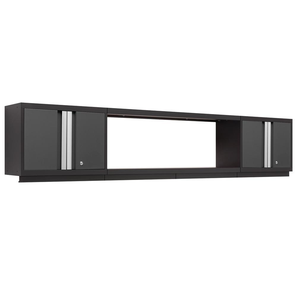 Newage Products Bold 3.0 Series 3-Piece Wall Cabinet Set With Integrated Display Shelf-50653-Grey-48