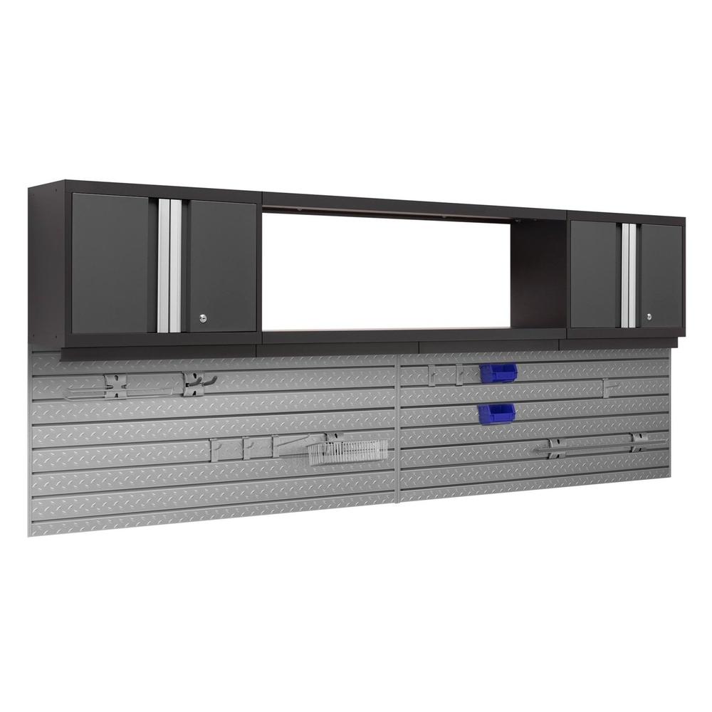 Newage Products Bold 3.0 Series 3-Piece Wall Cabinet Set With Integrated Display Shelf-50657-Grey-48