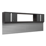 Newage Products Bold 3.0 Series 3-Piece Wall Cabinet Set With Integrated Display Shelf-50655-Grey-48"-24" x 96" Steel Slatwall-Garage Giant 