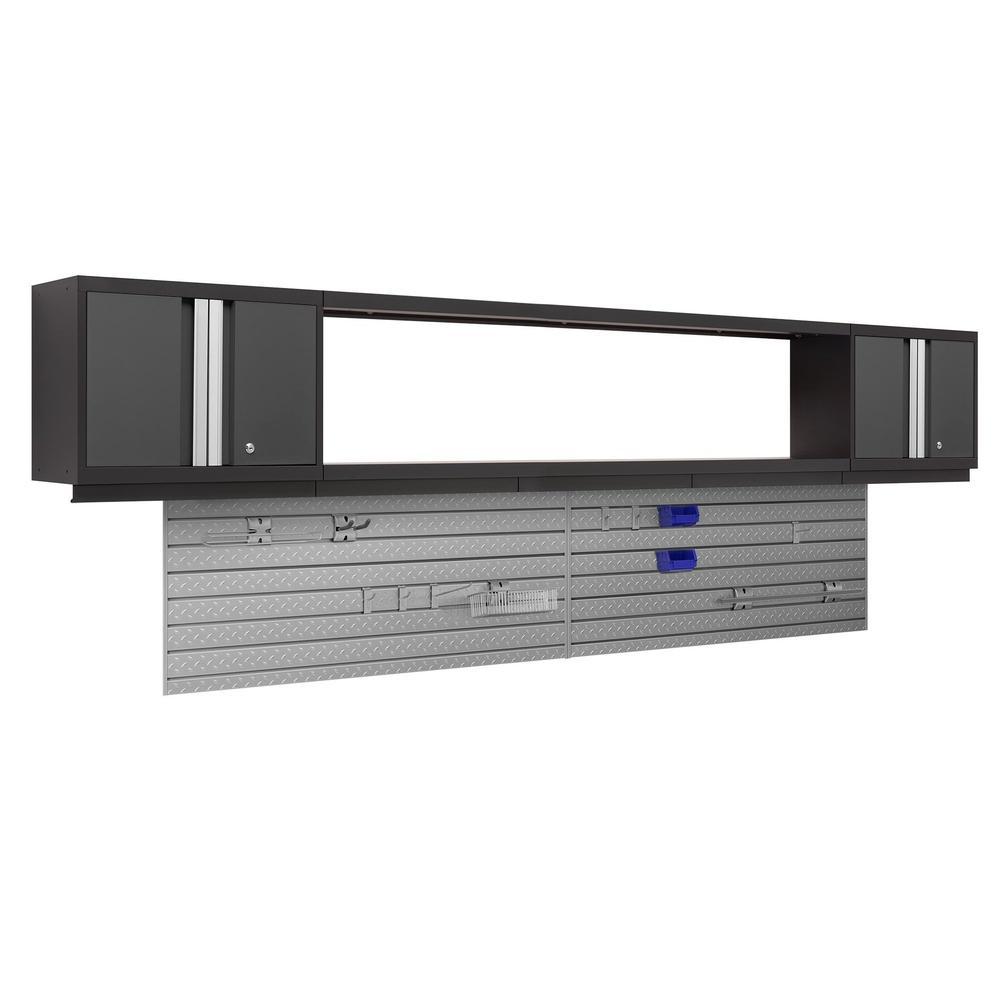 Newage Products Bold 3.0 Series 3-Piece Wall Cabinet Set With Integrated Display Shelf-50658-Grey-72