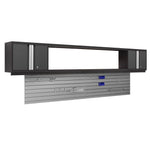 Newage Products Bold 3.0 Series 3-Piece Wall Cabinet Set With Integrated Display Shelf-50658-Grey-72"-24" x 96" Steel Slatwall + 12-Piece Hook Kit-Garage Giant 