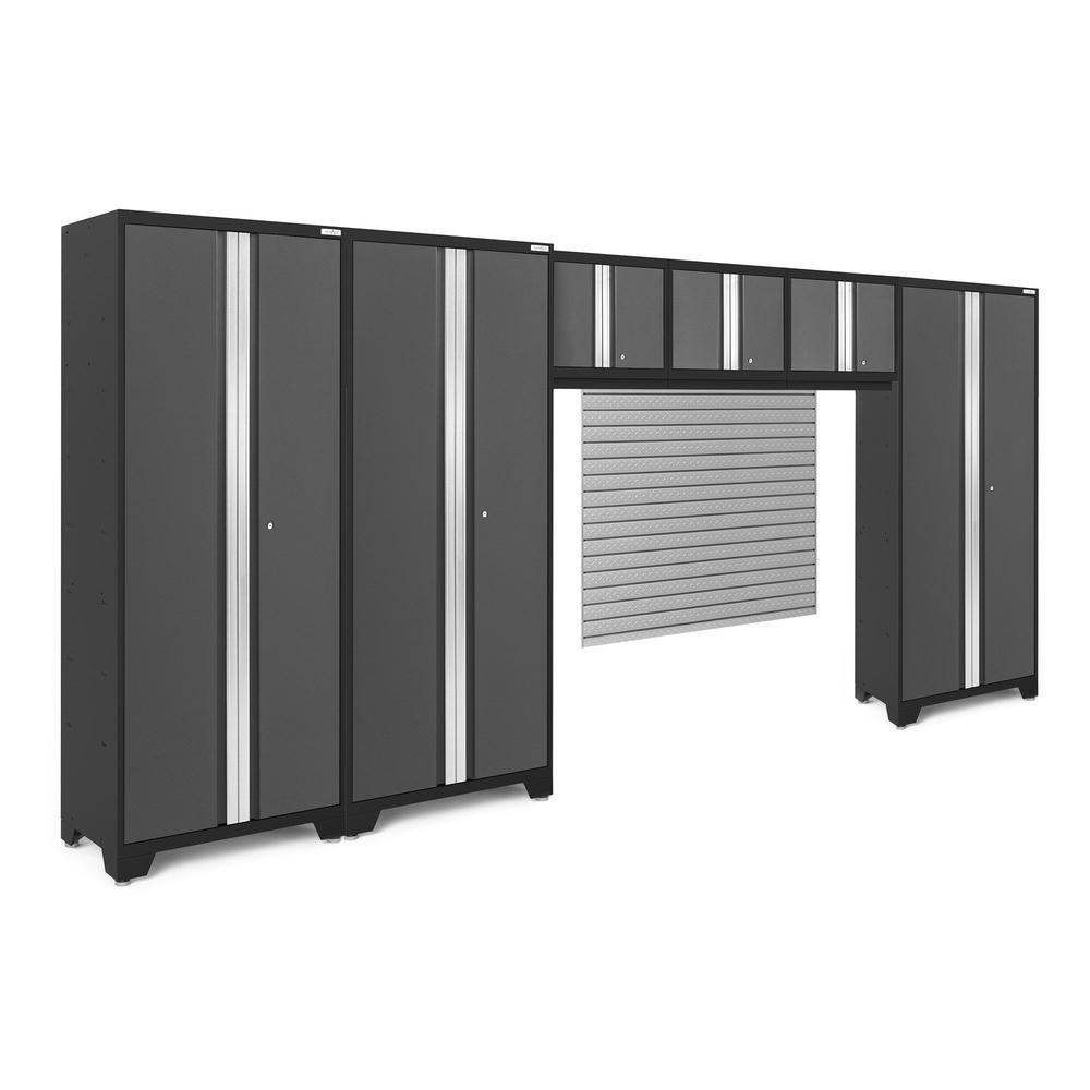 Newage Products Bold 3.0 Series 6-Piece Garage Cabinet Set With 3X Multi-Use Lockers-50680-16 sq. ft. Slatwall Backsplash-Garage Giant