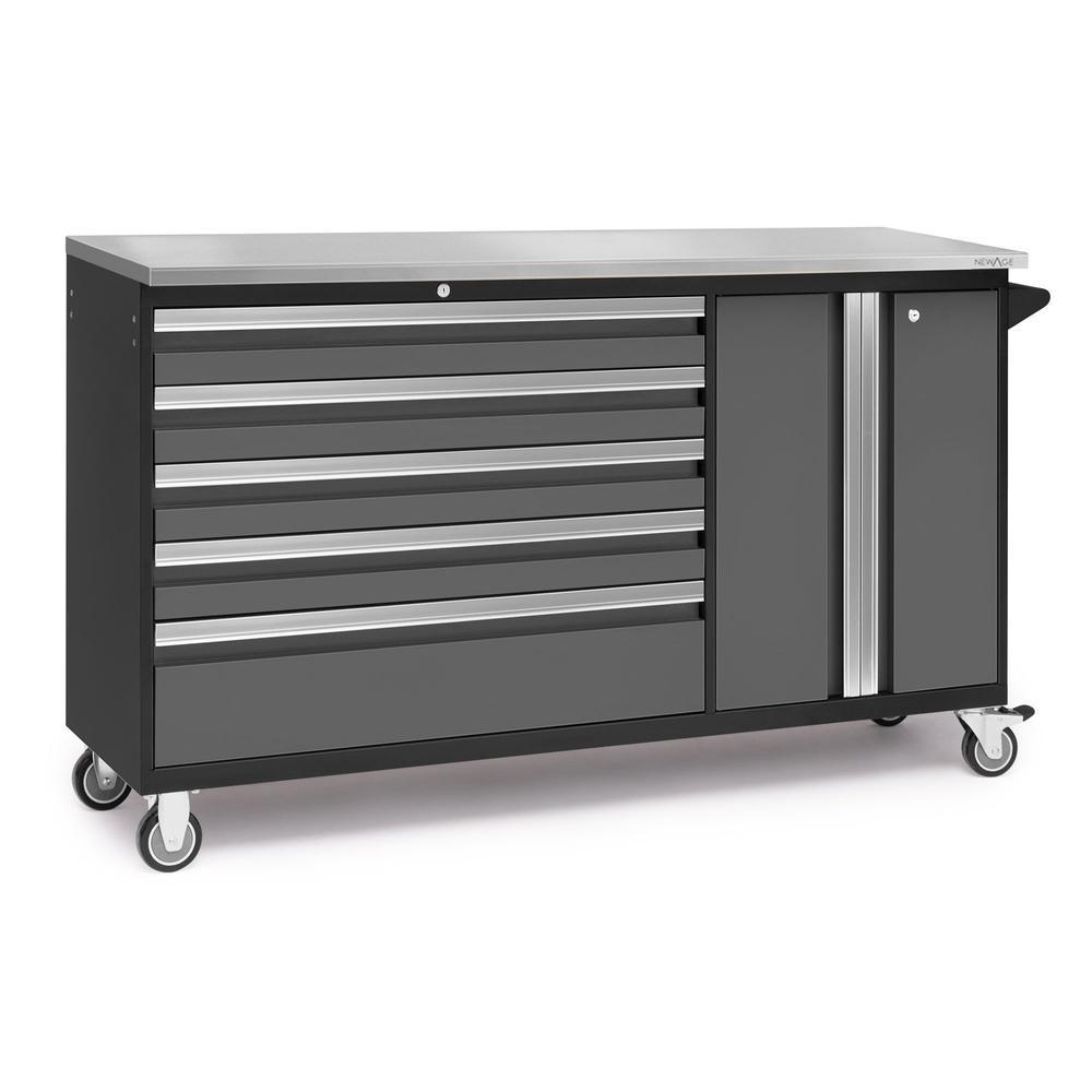 Newage Products Bold 3.0 Series Project Centre-53825-Grey-Stainless Steel Worktop-Garage Giant