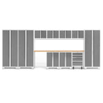 Newage Products Bold 3.0 Series 12-Piece Garage Cabinet Set With 3X Multi-Use Lockers-56985-Platinum-Bamboo Worktop-None-Garage Giant 