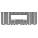 Newage Products Bold 3.0 Series 14-Piece Garage Cabinet Set With 4X Multi-Use Lockers-56993-Platinum-Stainless Steel Worktop-None-Garage Giant 