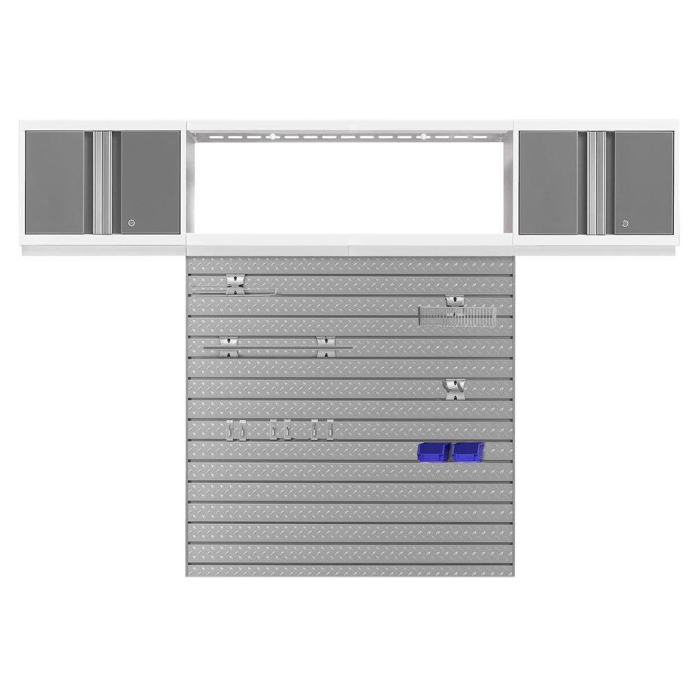 Newage Products Bold 3.0 Series 3-Piece Wall Cabinet Set With Integrated Display Shelf-54861-Platinum-48