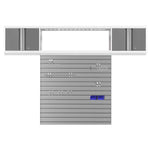 Newage Products Bold 3.0 Series 3-Piece Wall Cabinet Set With Integrated Display Shelf-54861-Platinum-48"-48" x 48" Steel Slatwall + 12-Piece Hook Kit-Garage Giant 