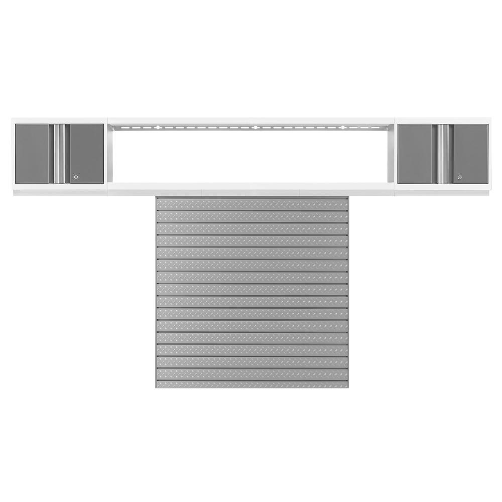 Newage Products Bold 3.0 Series 3-Piece Wall Cabinet Set With Integrated Display Shelf-54860-Platinum-72