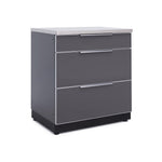 Newage Products Outdoor Kitchen Cabinets Aluminum Slate Grey Glass 32" 3-Drawer Cabinet-70203-Garage Giant 